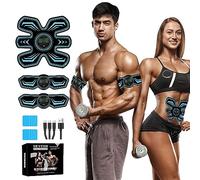 SEVEKO Elettrostimolatore Muscolare Addominali, Cintura Dimagrante Addominale, Elettrostimolatore per Un Allenamento a Tutto Corpo, 8 modalità e 15 Intensità, 10 Ricambi di Idrogel (Blu)