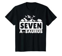 Seven A-Saurus 7 Anni Dinosauro 7° Compleanno Ragazzo Ragazza Maglietta