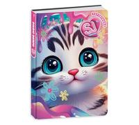 SEVEN. Agenda Compatibile con DIARIO Scuola 20x15cm SJ Girl Gattina Rosa 2024-2025 datata+ Omaggio portachiave con Paillettes e Penna Glitterata