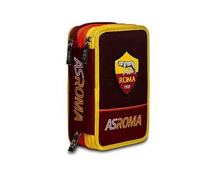 Seven AS Roma Astuccio Scuola Elementare 3 Scomparti, Gallo Rosso, Completo di Matite, Penne, Pennarelli, Portapenne Scuola Bambino Elementari