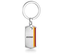 Seven ASRoma Portachiavi in acciaio con piastra laserata e smalto in due colori - Ragazzi - Idea Regalo - Giallo Rosso