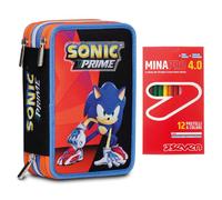 Seven Astuccio 3 Scomparti Completo di Matite + 12 Pastelli