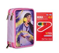 Seven Astuccio 3 Scomparti Completo di Matite + 12 Pastelli