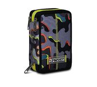 Seven Astuccio 3 scomparti DYE-ON, Astuccio Attrezzato, Cancelleria, Scuola, Per bambini e ragazzi