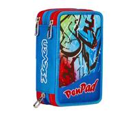 Astuccio 3 Scomparti Seven PEN PAD, Blu, Triplo Scomparto, Completo di Matite, Pennarelli, Colori, Accessori Zaino, Elementari, Medie, Superiori, Bambino e Ragazzo