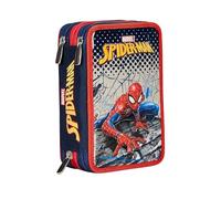Seven Astuccio 3 Scomparti, SPIDER-MAN, Rosso, Triplo Scomparto, Completo di Matite, Pennarelli, Colori, Accessori Zaino, Elementari, Medie