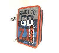 SEVEN ASTUCCIO 3 ZIP COMPLETO PER LA SCUOLA STREET PLAYER COLORE ROSSO BLU GRIGIO