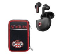 Seven Astuccio 3 Zip Milan Completo di Matite, Penne, Pennarelli, Scuola & Tempo Libero +Auricolari Wireless, Earbuds, Nero, Con doppio microfono, Bambini e Ragazzi, Idea regalo per tifosi