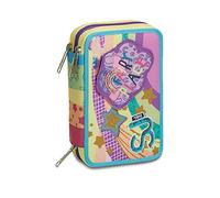 Seven Astuccio 3 ZIP - SJ GANG - MULTICOLOR GIRL - Portapenne Scuola Bambina - viola