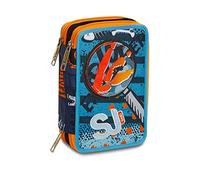 Seven Astuccio 3 ZIP - SJ GANG TRAVELLER BOY - Portapenne Scuola Accessoriato - Bambini e Ragazzi, blu
