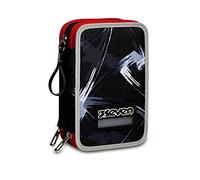 Astuccio 3 Zip Seven, Snaky Boy, Attrezzato con Matite, Pennarelli ecc.., Nero, Scuola & Tempo Libero