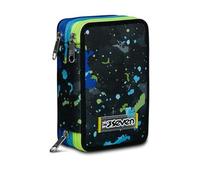 Seven Astuccio 3 Zip, STRING BOY, Attrezzato con Matite, Pennarelli Ecc. - Blu - Scuola & Tempo Libero