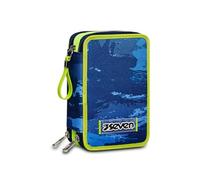 SJ GANG STYLE JAM GANG Astuccio 3 ZIP - WET COLOR BOY Bambini e Ragazzi, Blu, 12,5 x 20 x 7 cm