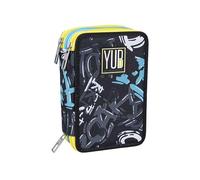 Seven Astuccio a 3 Zip Yub Street Doodles (Nero)