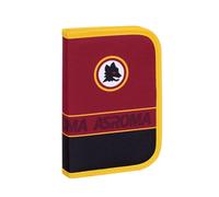 Seven Astuccio Scuola 1 Zip AS Roma, Giallo Rosso, Portapenne Mono Scomparto Completo di Matite, Pennarelli, Bambino, Asilo, Calcio