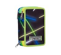 Seven Astuccio Scuola 3 Scomparti, Blu, Light Route, Portapenne Triplo Scomparto Completo Di Penne, Matite, Colori, Accessori Zaino, Elementari, Medie, Superiori, Bambino Ragazzo