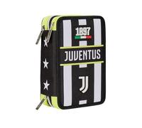 Seven Astuccio Scuola 3 Scomparti, F.C. JUVENTUS Calcio - WIN IS THE RULE, Bianco Nero - Portapenne Multi Scomparto Con Matite, Penne e Colori, Accessori Zaino, Zaino Scuola - Astuccio Bambino