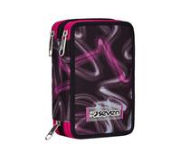 Seven Astuccio Scuola 3 Scomparti, Nero, Rosa, Blurred Pink, Portapenne Triplo Scomparto Completo Di Penne, Matite, Colori, Accessori Zaino, Elementari, Medie, Superiori, Bambina Ragazza