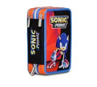Seven Astuccio Scuola 3 Scomparti Sonic, Nero, Completo di Matite Pennarelli, Accessori Zaino, Bambino, Scuola Elementare
