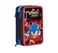 Seven Astuccio Scuola 3 Scomparti, SONIC PRIME, Rosso Blu - Portapenne Multi