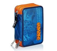 Seven Astuccio Scuola 3 Zip, Blu, Upbeat, Triplo Scomparto Completo di Matite, Penne e Pennarelli, Accessori Scuola, Accessori Zaino, Scuola, Bambini e Ragazzi