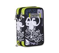 Seven Astuccio Scuola 3 Zip, Grigio, Portapenne Triplo Scomparto Completo Di Penne, Matite, Colori, Accessori Zaino, Scuole Elementari, Bambino