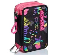 Seven Astuccio Scuola 3 Zip, Nero Fucsia, Iridescent, Portapenne Triplo Scomparto Accessoriato Con Penne, Matite e Colori, Accessori Scuola, Accessori Zaino, Scuola & Tempo libero, Bambina Ragazza