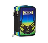 Seven Astuccio Scuola 3 Zip Nuanced, Blu, Portapenne Triplo Scomparto Completo Di Penne, Matite, Colori, Accessori Zaino, Scuola Elementare, Bambino