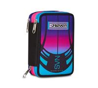 Seven Astuccio Scuola 3 Zip Nuanced, Fucsia, Portapenne Triplo Scomparto Completo Di Penne, Matite, Colori, Accessori Zaino, Scuola Elementare, Bambina