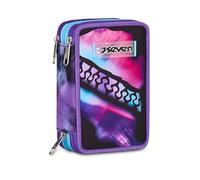 Seven Astuccio Scuola 3 zip PINK FUSION, Viola, Portapenne attrezzato, Triplo scomparto, 45 pezzi, Completo di penne, matite e colori, Accessori Zaino, Scuola elementare, Asilo, Bambina