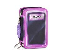 Seven Astuccio Scuola 3 zip SHADOWS OF COLOR, Nero, Triplo Scomparto, 45 pezzi, Set cancelleria incluso, Pratiche chiusure con zip, Accessori Zaino, Scuola elementare, Bambina, Ragazza