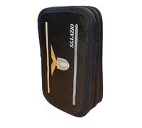 Seven. Astuccio Scuola Compatibile con Lazio Triplo Completo 3 Zip Colore Nero