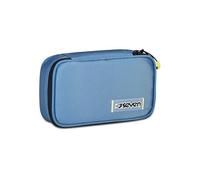 Seven Astuccio Scuola Elementare, 1 zip Tinta Unita, Medie, con Matite, Pennarelli, Penne, Ragazzo Ragazza, Quick Case, azzurro