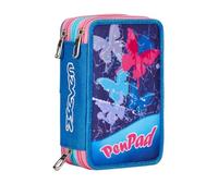 Astuccio 3 Scomparti Seven PEN PAD, Azzurro, Triplo Scomparto, Completo di Matite, Pennarelli, Colori, Accessori Zaino, Elementari, Medie, Superiori, Bambina e Ragazza
