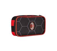 Seven Astuccio Scuola Milan Quick Case, Rosso Nero, Scomparto Completo Di Matite, Penne e Pennarelli, Accessori Zaino Scuola Bambino