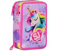 Seven. Astuccio Scuola SJ Gang Girl Animal Unicorno Uniwing Completo 3 Zip + Omaggio Braccialetto