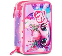 Seven. Astuccio Scuola SJ Gang Girl Carts Viola Completo Triplo 3 Zip
