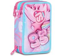SEVEN. Astuccio Scuola Triplo Completo SJ Gang Girl Heart Rabbit Rosa 3 Zip