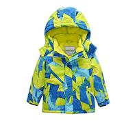 SEVEN BB Bambino Giacca da Sci Impermeabile Pile Antivento Junior Giubbotto da Neve con Cappuccio Ragazzo Invernale Cappotto da Montagna Caldo Parka Capispalla da Snowboard Giallo Blu 9 Anni