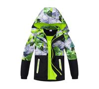 SEVEN BB Softshell Giacca Ragazzi da Trekking da Viaggi Ragazzo Giacca a Vento con Foderato Bambino Primavera Autunno Militare Cappotto Impermeabile Giacca 15-16 Anni, Verde Fluo