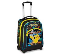Seven Big Trolley Pokemon Scuola Fisso, Nero, 2 in 1, Doppio Uso, Trolley e Zaino, Zaino Scuola Elementare, Bambino