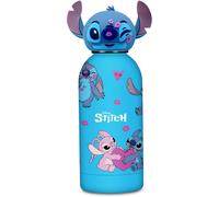 Seven Borraccia con tappo sagomato LILO & STITCH, Blu, 350 ml, Acciaio Inox, BPA
