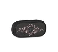 Seven Bustina Round Plus GlitzyCute, Nero e Viola, Astuccio con Passanti Elastici Portapenne e Tasca Interna con Zip, Scuola Media e Superiore