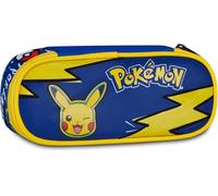 Seven Portapenne Scuola Round Plus Pokemon, Blu, Ampio Scomparto interno, Piano portamatite, Divisorio con elastici, Taschino con zip, Accessori Zaino, Scuola elementare e media, Bambino, Bambina