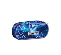 Seven Bustina Scuola Round Plus – Blu con Taschino interno con Zip e Passanti Elastici Portapenne