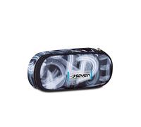 Seven Bustina Scuola Round Plus, Grigio Graffiti, Taschino Interno con Zip e Passanti Elastici Portapenne, Accessori Zaino, Scuola Elementare, Media e Superiore, Bambino e Ragazzo