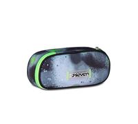 Seven Bustina Portapenne Round Plus – Nero/Grigio, taschino interno con zip e passanti elastici