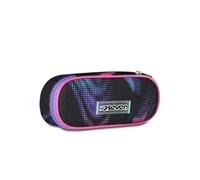 Seven Bustina Scuola Round Plus, Nero, Taschino Interno con Zip e Passanti Elastici Portapenne, Accessori Zaino, Scuola Elementare, Media e Superiore, Bambina e Ragazza