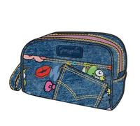 Seven Camomilla Beauty Case, Blu Denim e Illustrazioni Colorate, Trousse per Cosmetici e Articoli da Toeletta, Accessorio da Viaggio, Bambina e Ragazza