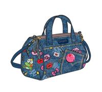 Seven Camomilla Borsetta a Bauletto con Maniglie, Tracolla Removibile Regolabile, Blu Denim e Illustrazioni Colorate, Spilla Cuore, Tempo Libero, Accessorio Bambina e Ragazza